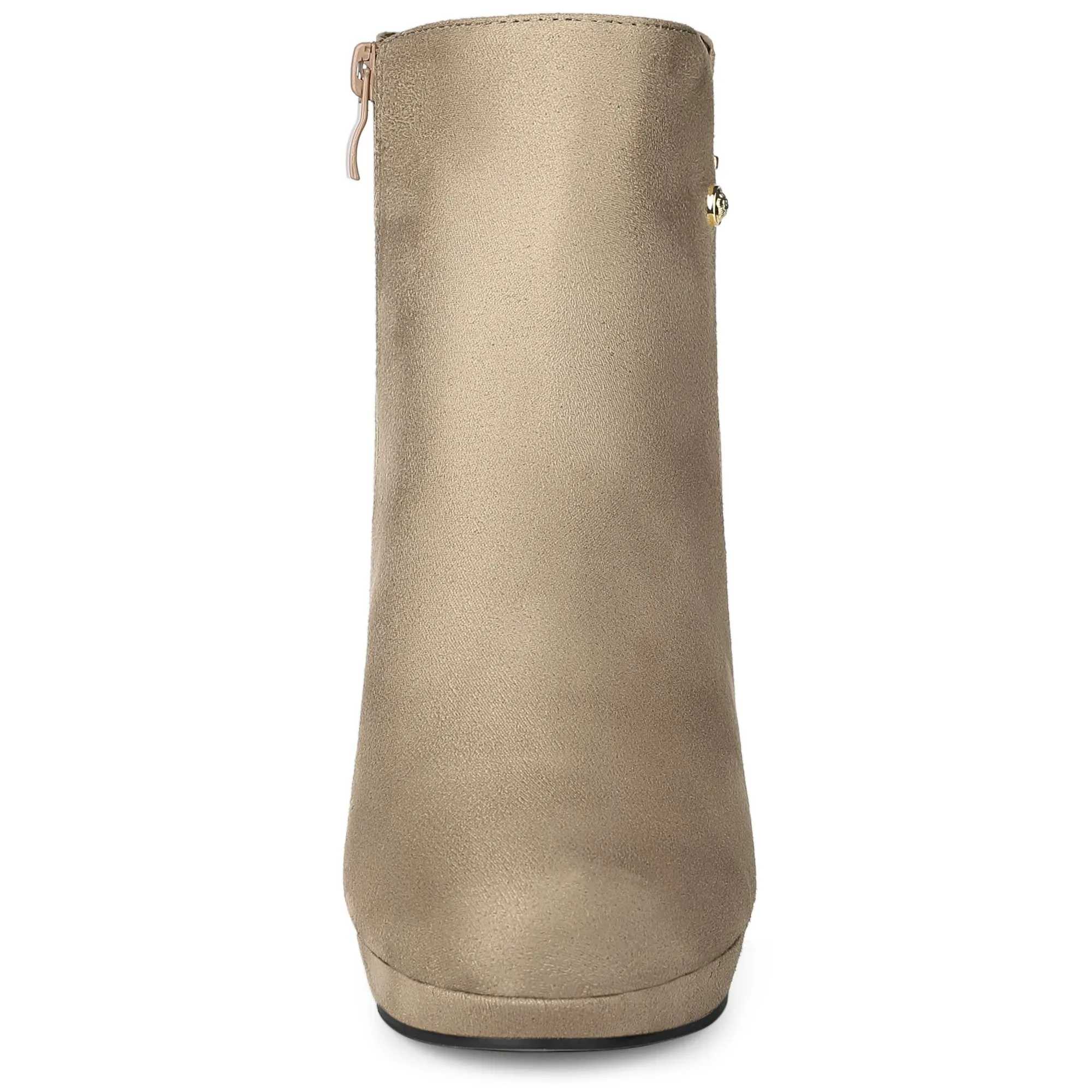 Women's Low Platform Side Zip Buckle Chunky High Heel Ankle Booties