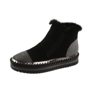 Women’s Rhinestone Ankle Boots – Platform & Casual Style