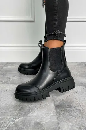 WYNTER Chunky Sole Ankle Boots - Black PU