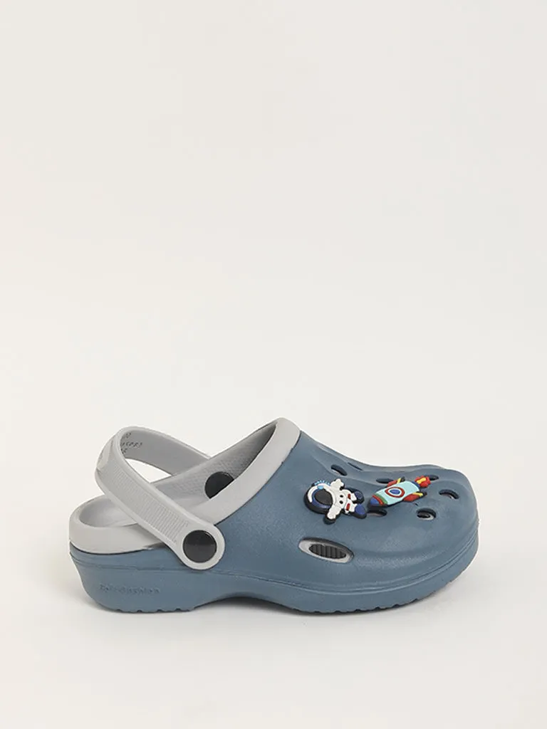 Yellow Blue Applique-Design Clogs