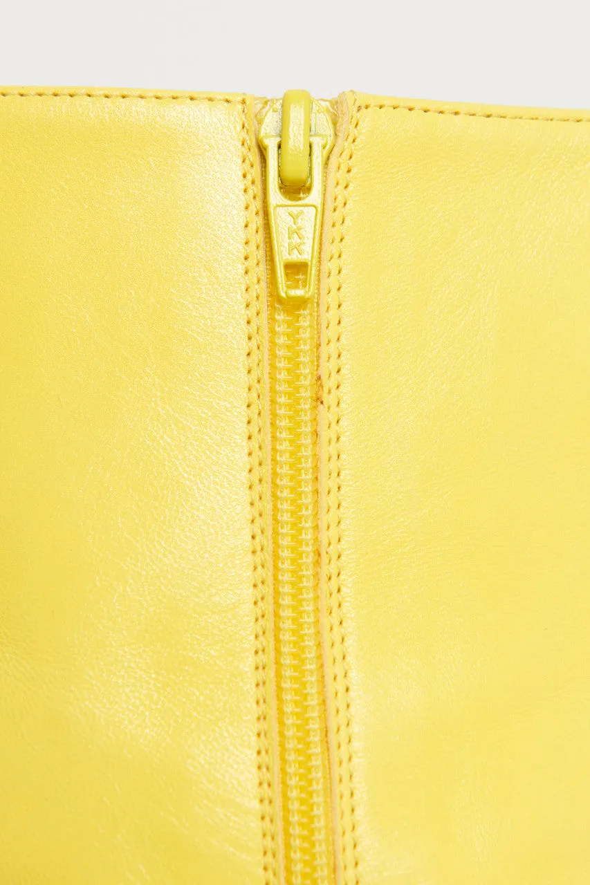 Yellow Leather Preowned Platform Boots