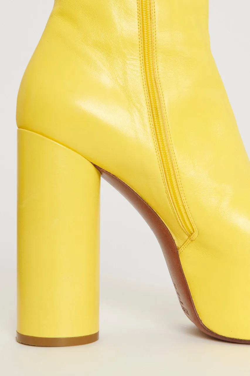 Yellow Leather Preowned Platform Boots