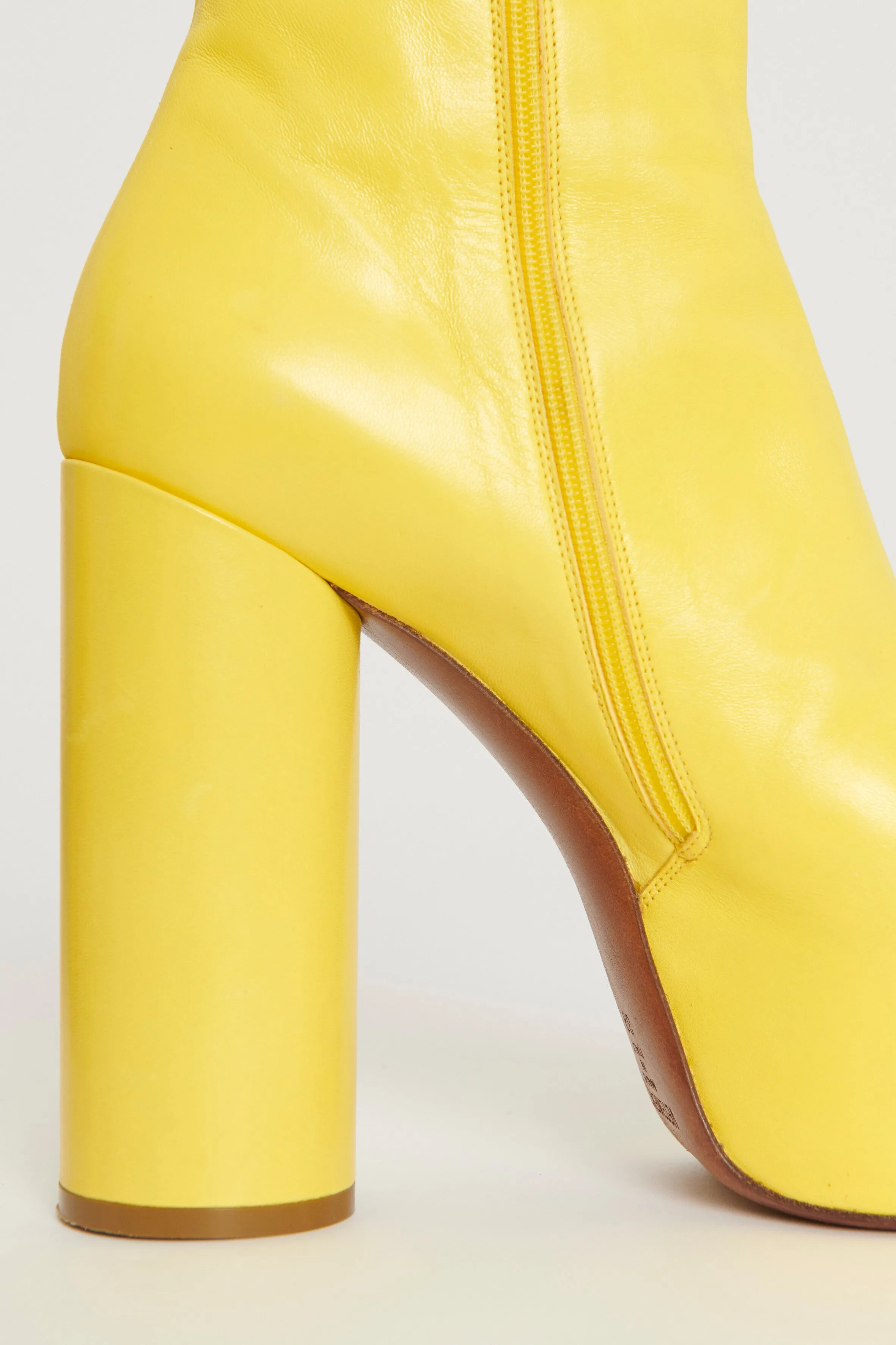 Yellow Leather Preowned Platform Boots
